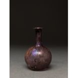 STUNNING ROMAN GLASS AUBERGINE FLASK