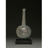 TALL ROMAN RIBBED GLASS UNGUENTARIUM