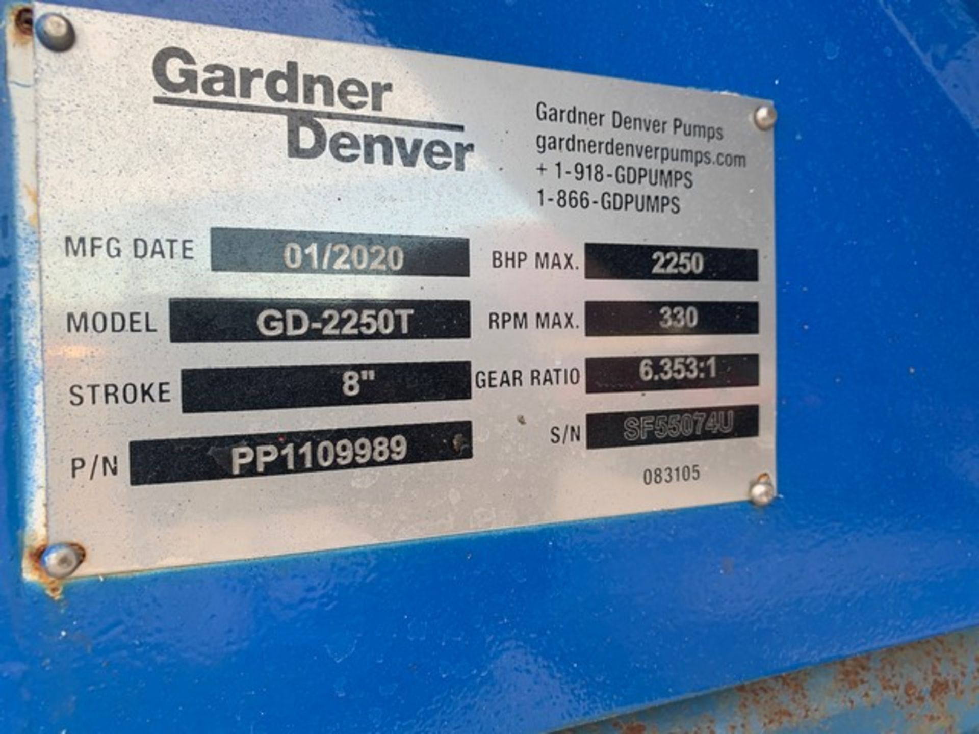 Located in YARD 2 - Odessa, TX (FPF730) 2020 GARDNER DENVER 2250T TRIPLEX FRAC PUMP, P/B CUMMINS - Image 8 of 9