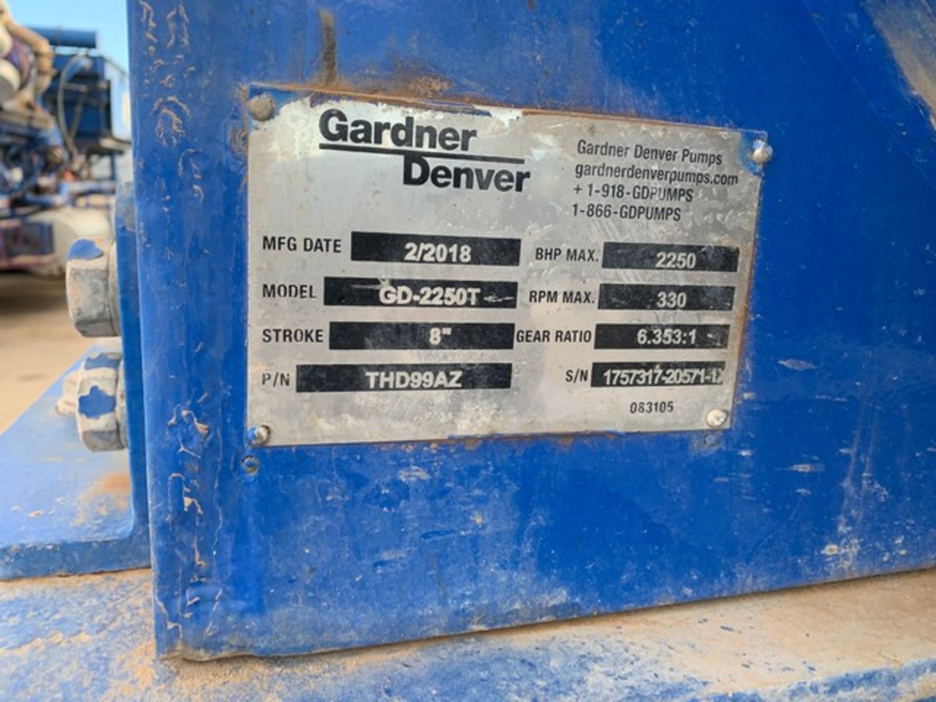 Located in YARD 2 - Odessa, TX (FPF067) 2018 GARDNER DENVER 2250T TRIPLEX FRAC PUMP, P/B CUMMINS - Image 3 of 9