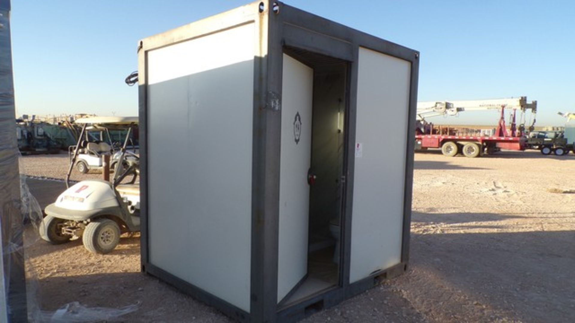 Located in YARD 1 - Midland, TX NEW 110V PORTABLE BATHROOM W/ SINK, TOLIET & SHOWER