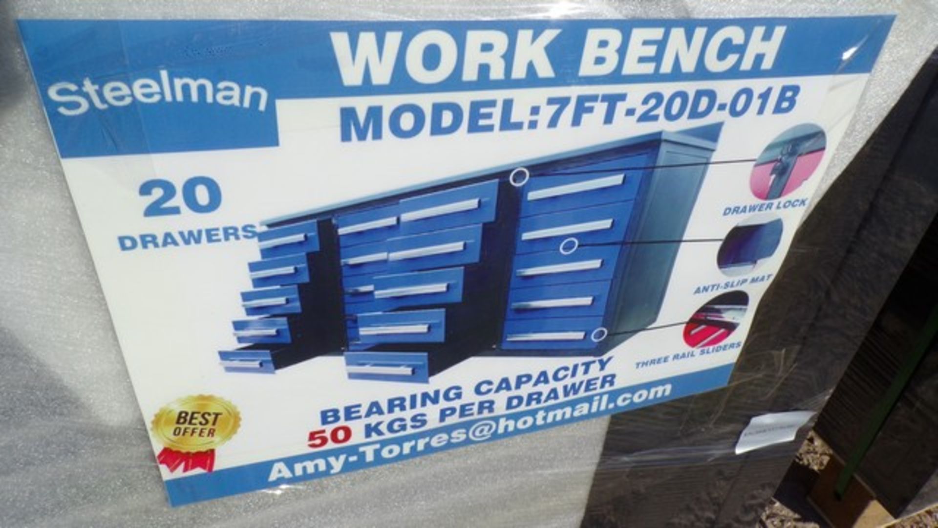 Located in YARD 1 - Midland, TX NEW STEELMAN 7' WORK BENCH W/ 20 DRAWERS - Image 2 of 2