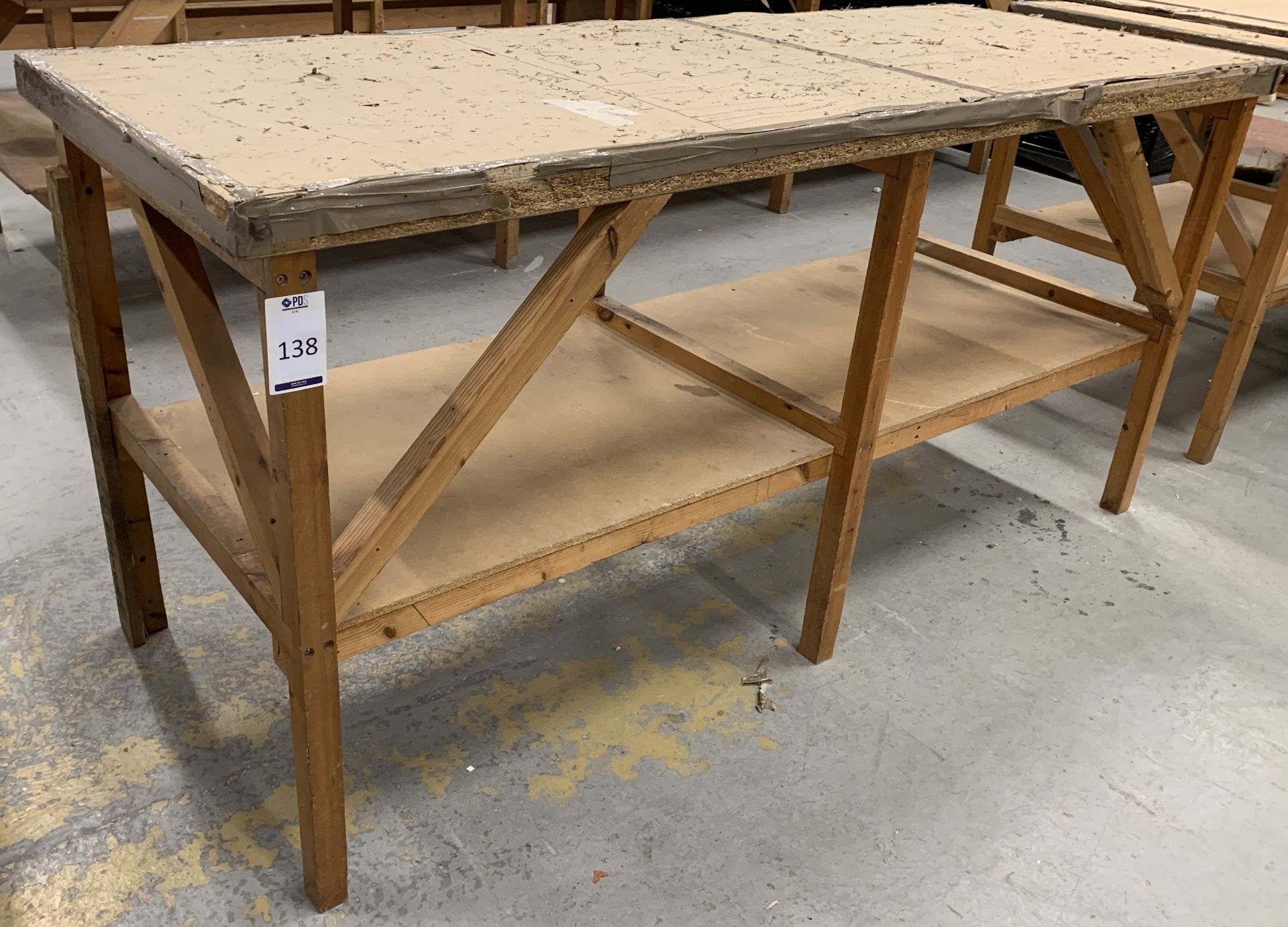 Four Wooden Workbenches All Approximately (L)198 X (W)76cm (Excluding Contents) (Located Norwich –