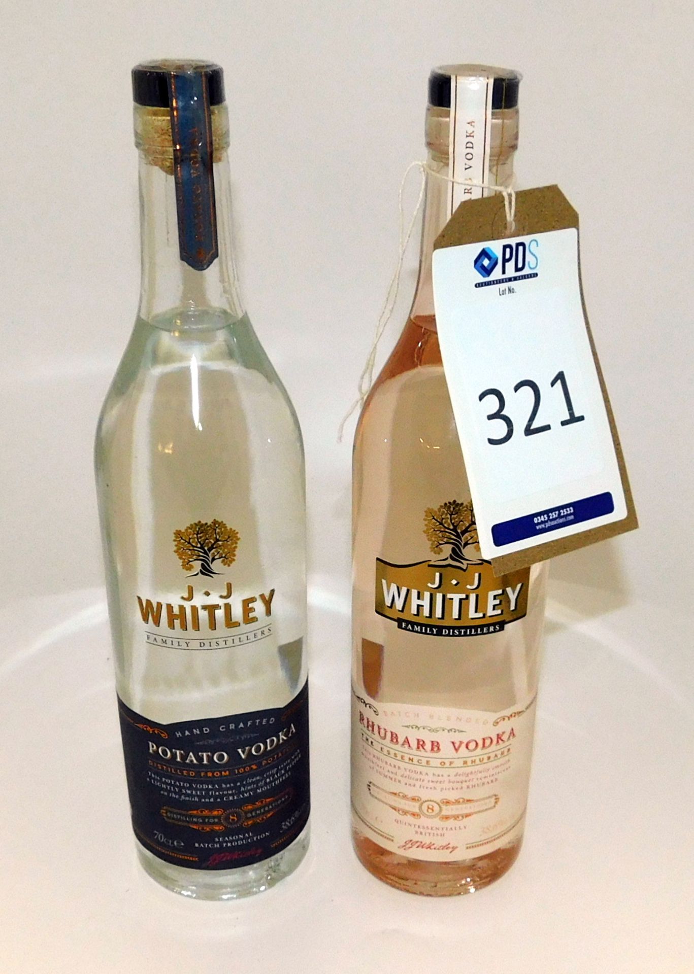 7 Bottle of JJ Whitley Vodka to Include 3 Potato Vodka & 4 Rhubarb Vodka, 70cl (Located