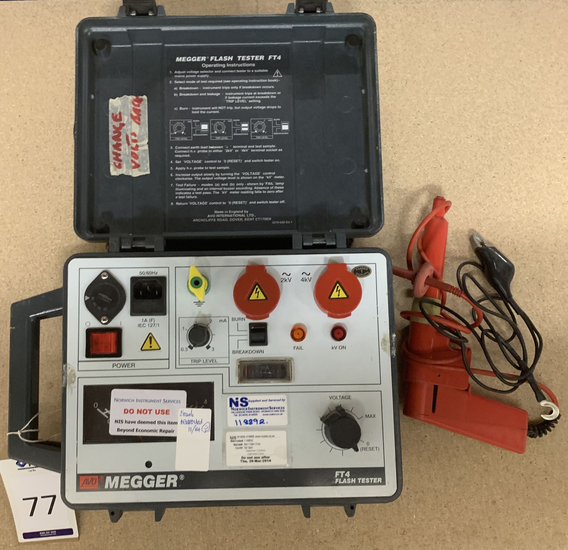 Megger FT4 Flash Tester (Located Norwich – See General Notes for Viewing & Collection Details)