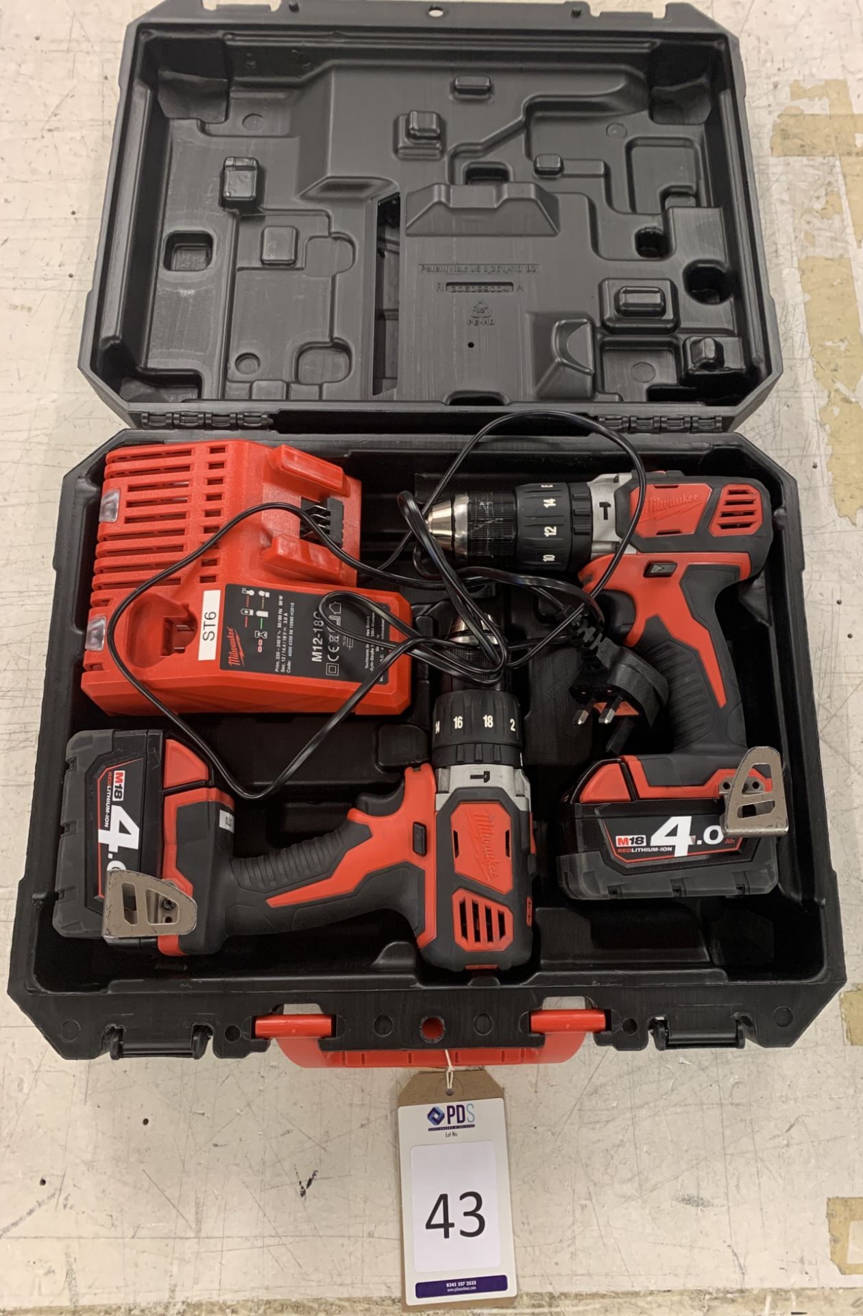 Milwaukee Twin Cordless Drill Set (Located Norwich – See General Notes for Viewing & Collection