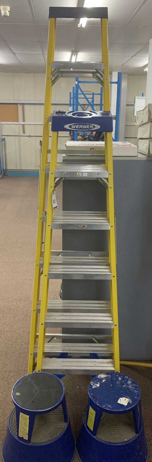 Two Fibreglass Ladder Sets & Two Foot Stools (Located Norwich – See General Notes for Viewing &