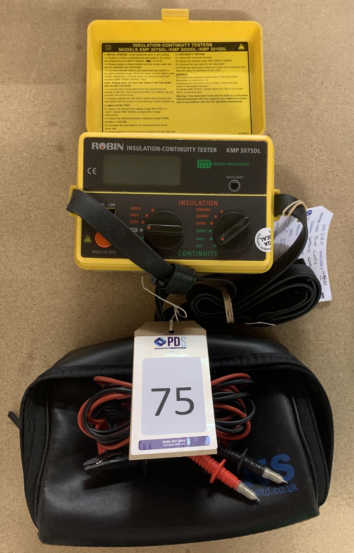 Robin KMP 3075DL Insulation Continuity Tester (Located Norwich – See General Notes for Viewing &