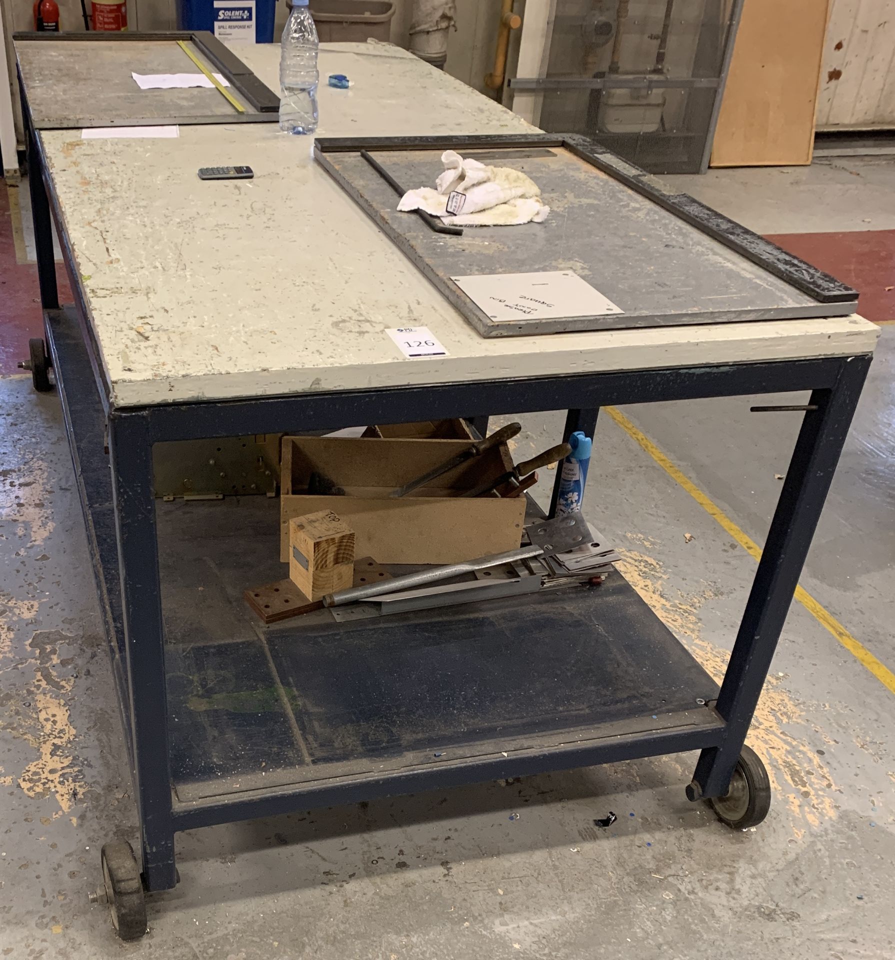 Metal Framed Fabricated Trolley Workbench, (L)230 X (W)107 X (H)98.5cm (Excluding Contents) (Located