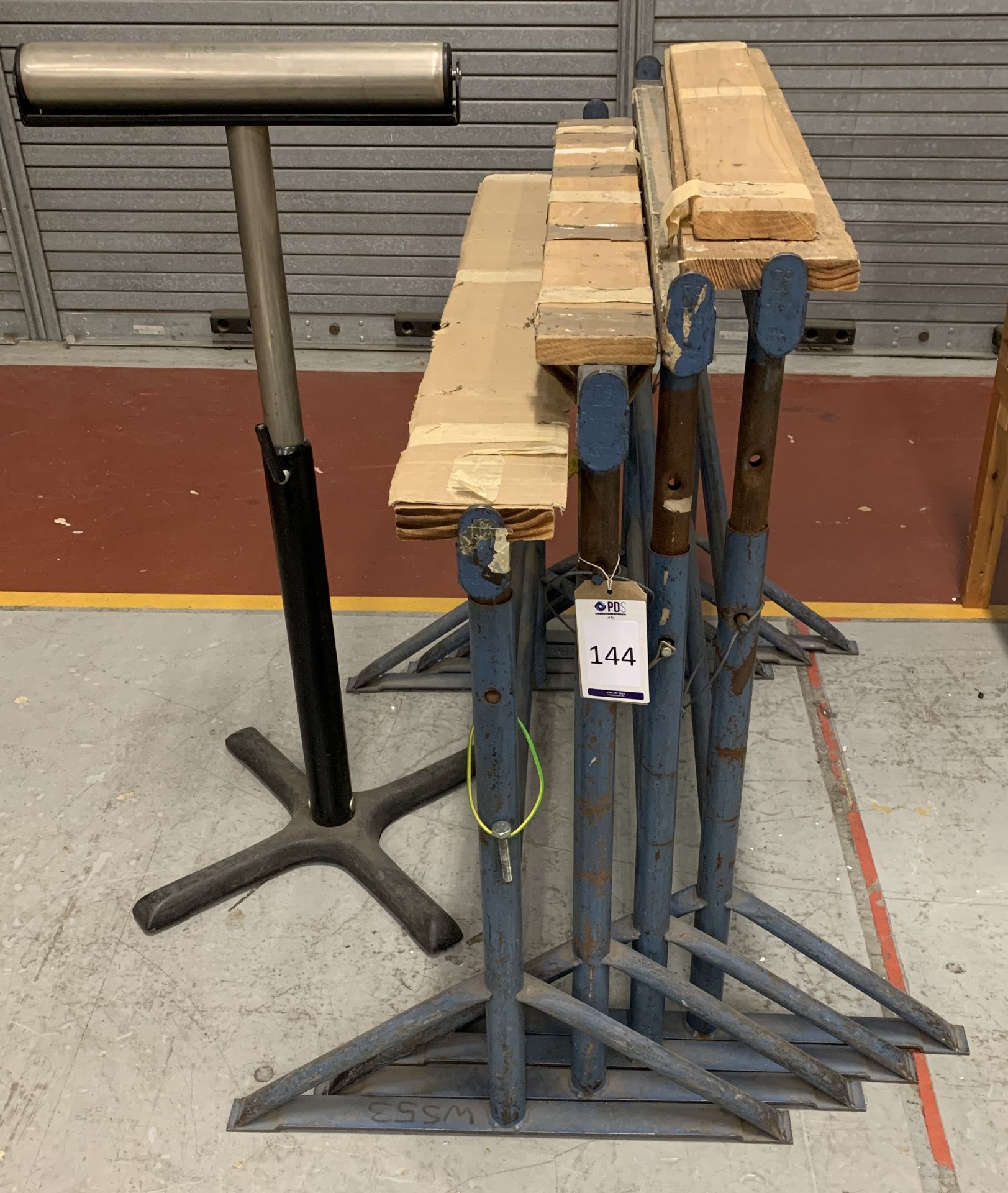 Four Various Trestles & Adjustable Rolling Support (Located Norwich – See General Notes for