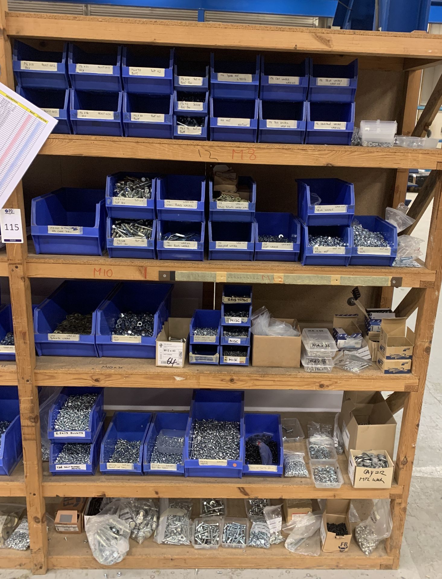 Contents of Wooden Shelving Unit To Include Various Bolts, Nuts & Washers (Located Norwich – See - Image 2 of 3