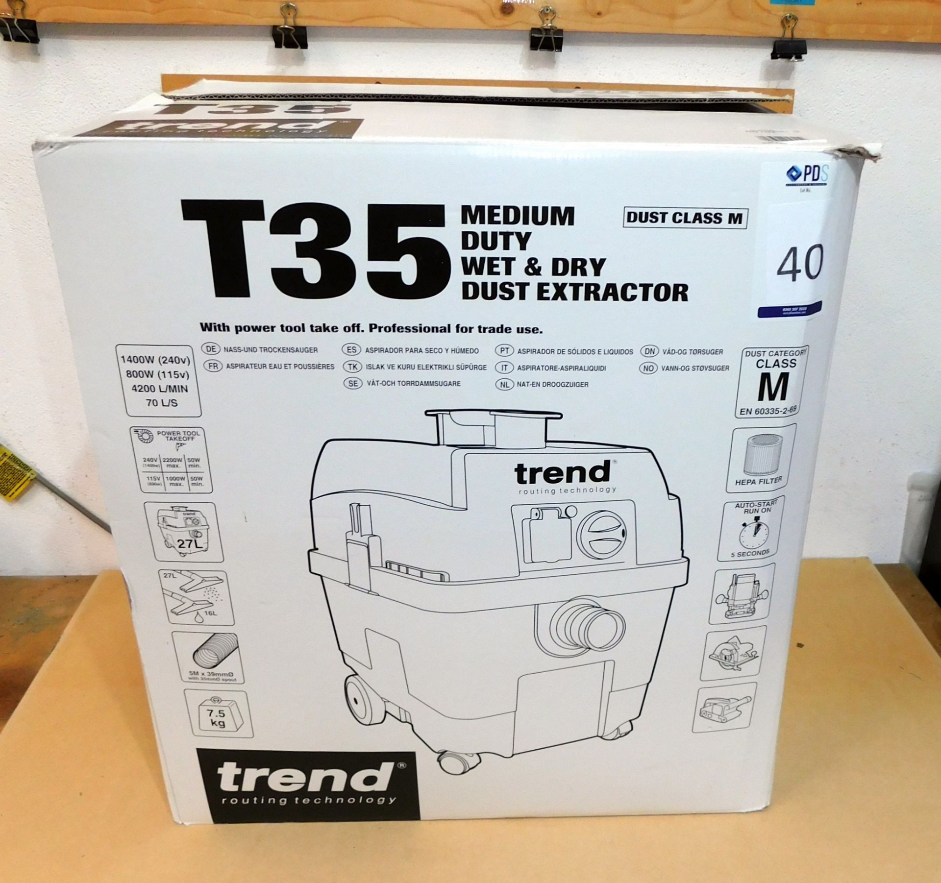 Trend T35 Medium Duty Wet & Dry Dust Extractor, 240v (New & Boxed) (Located Spelmonden, Kent – See