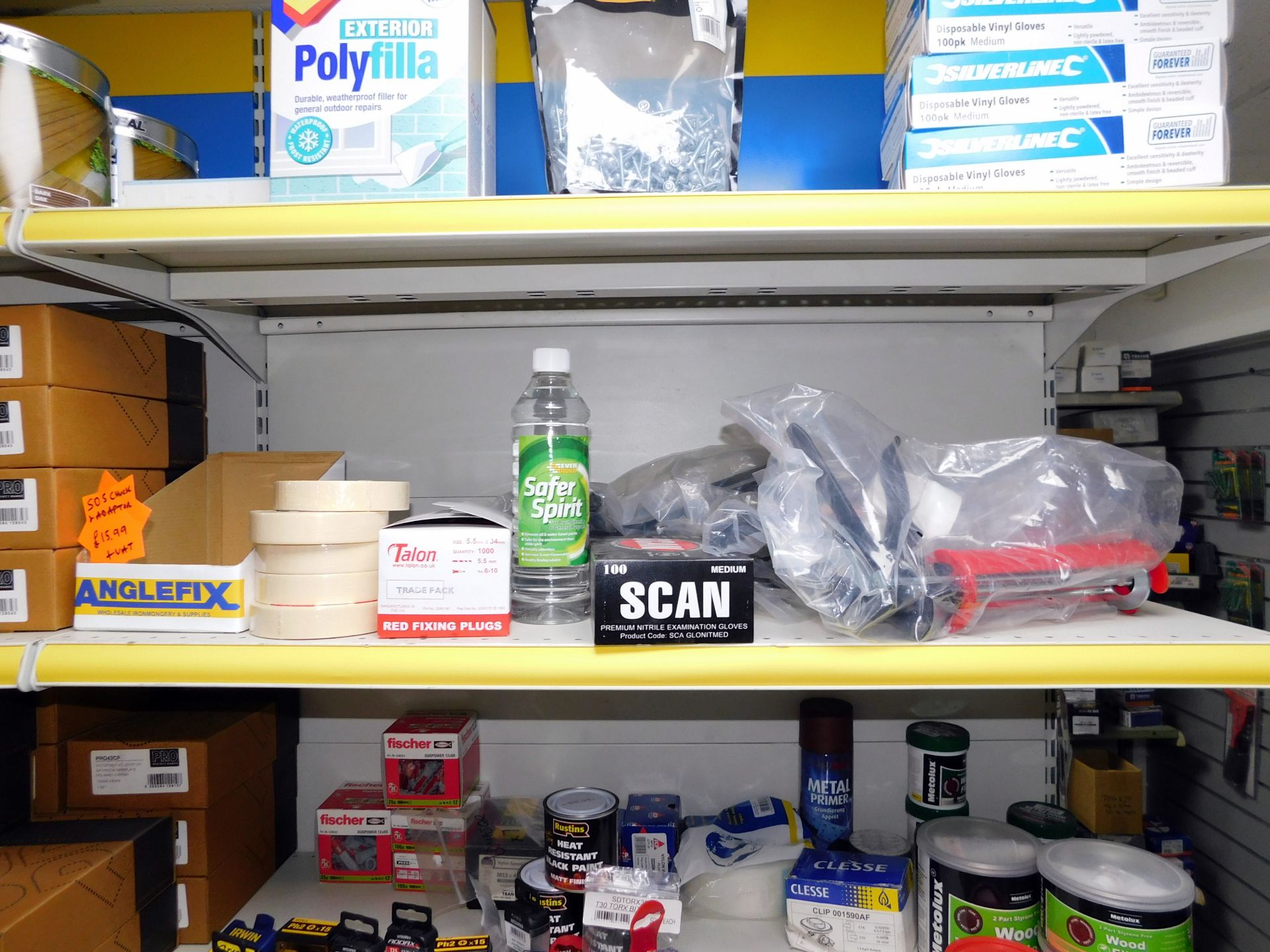 Contents of 8 Shelves to Include Fillers, Silicones, Varnish, Adhesives, Mastic Guns & - Image 9 of 10