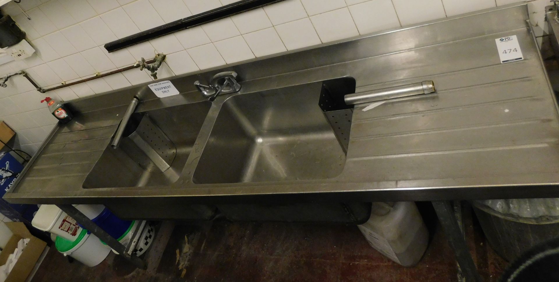 Stainless Steel Topped Double Sink Double Draining Unit (Located Bletchley – See General Notes for