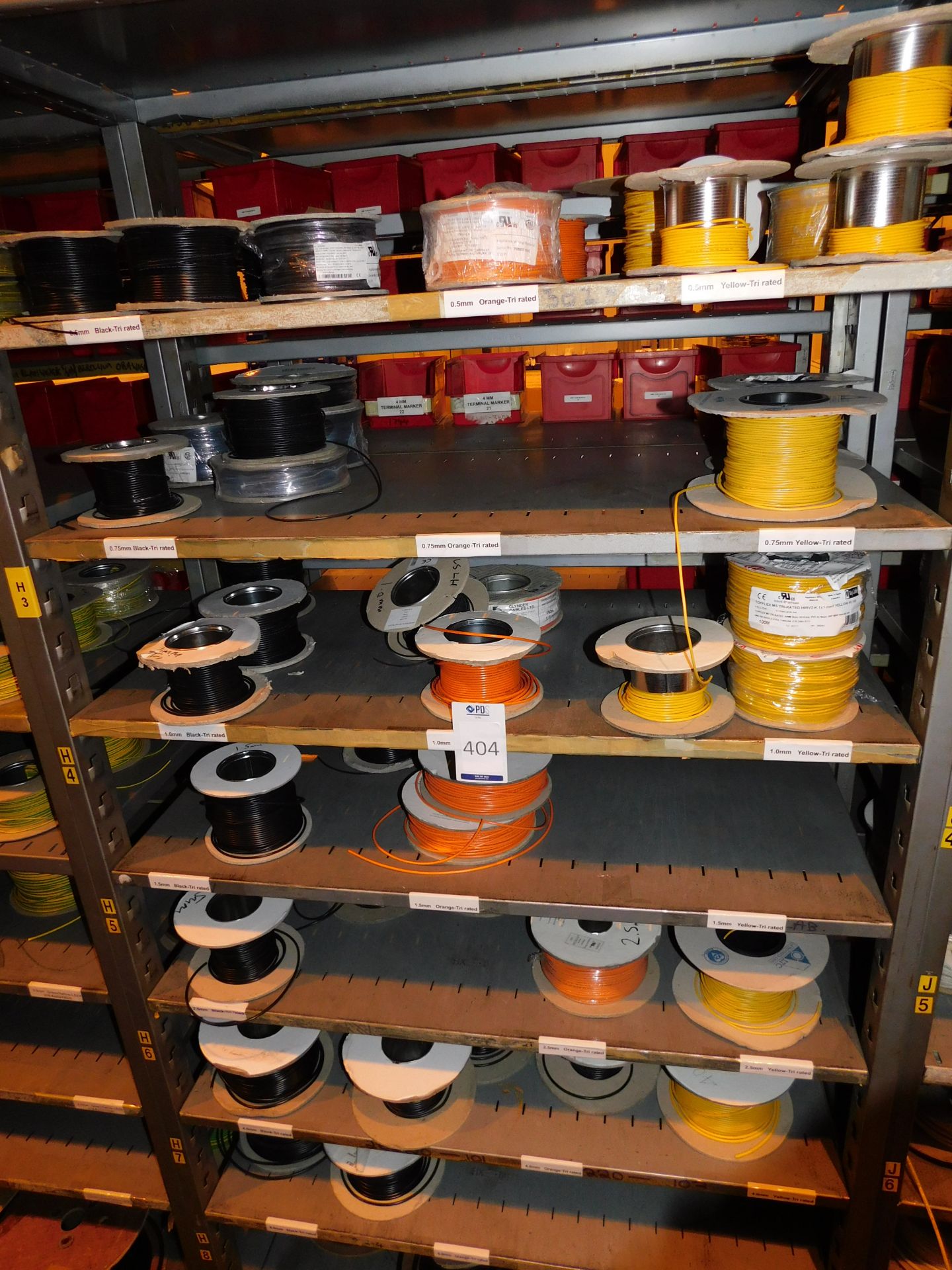 Contents of Bay to Include Quantity of Various Tri Rated Cable (Racking Not Included) (Located