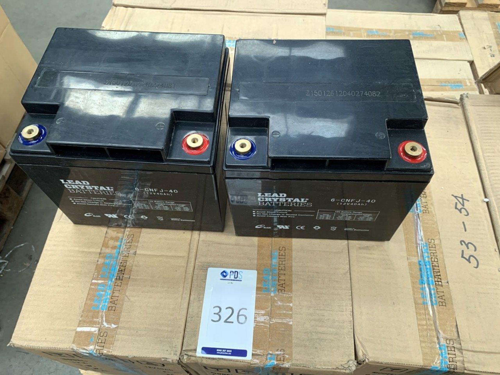 Thirty-Six 12V40Ah Lead Acid Batteries (New) (Located Milton Keynes – See General Notes For - Image 2 of 2