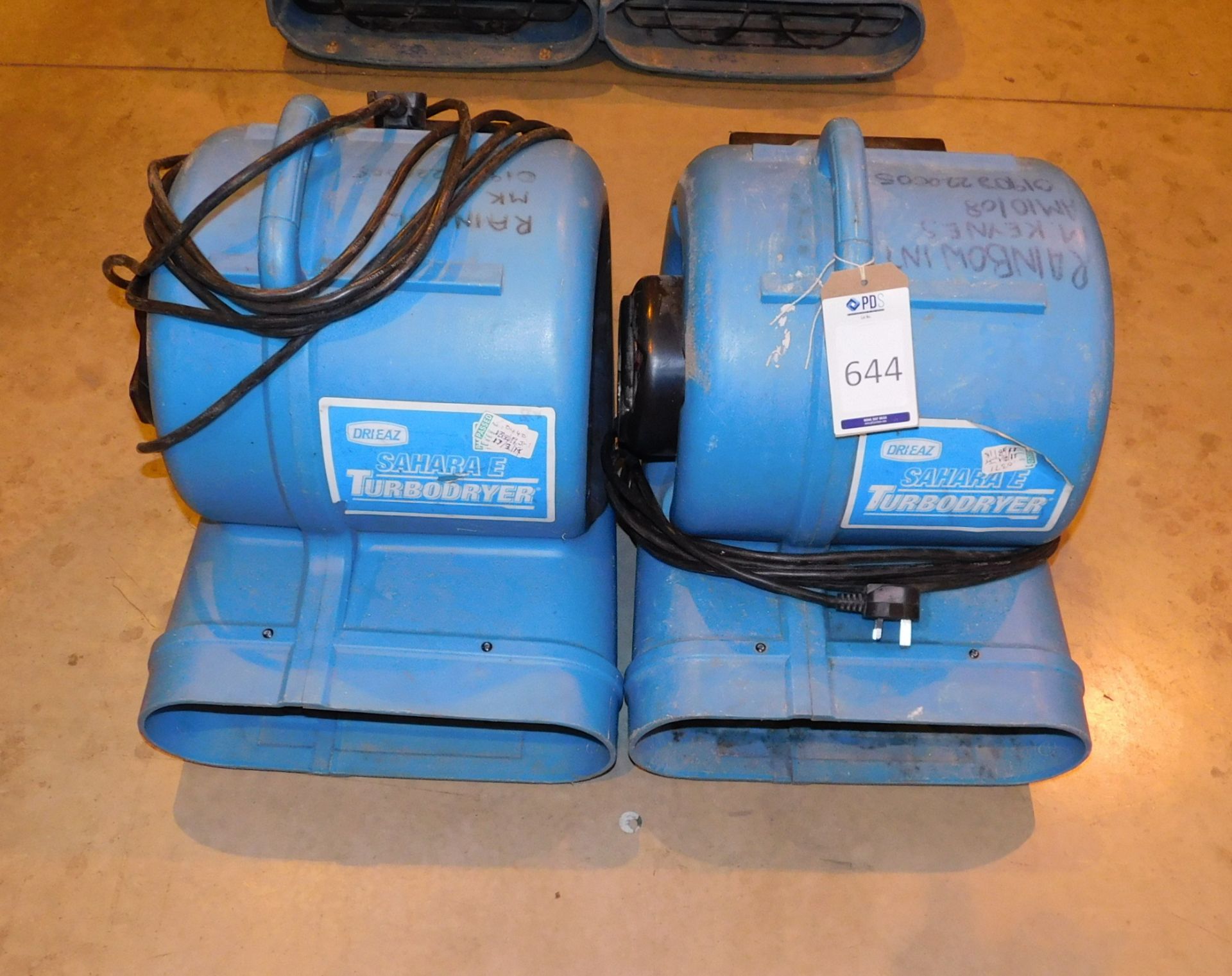 2 Drieaz Sahara E Turbodryer Air Movers (Located Milton Keynes – See General Notes for Viewing &