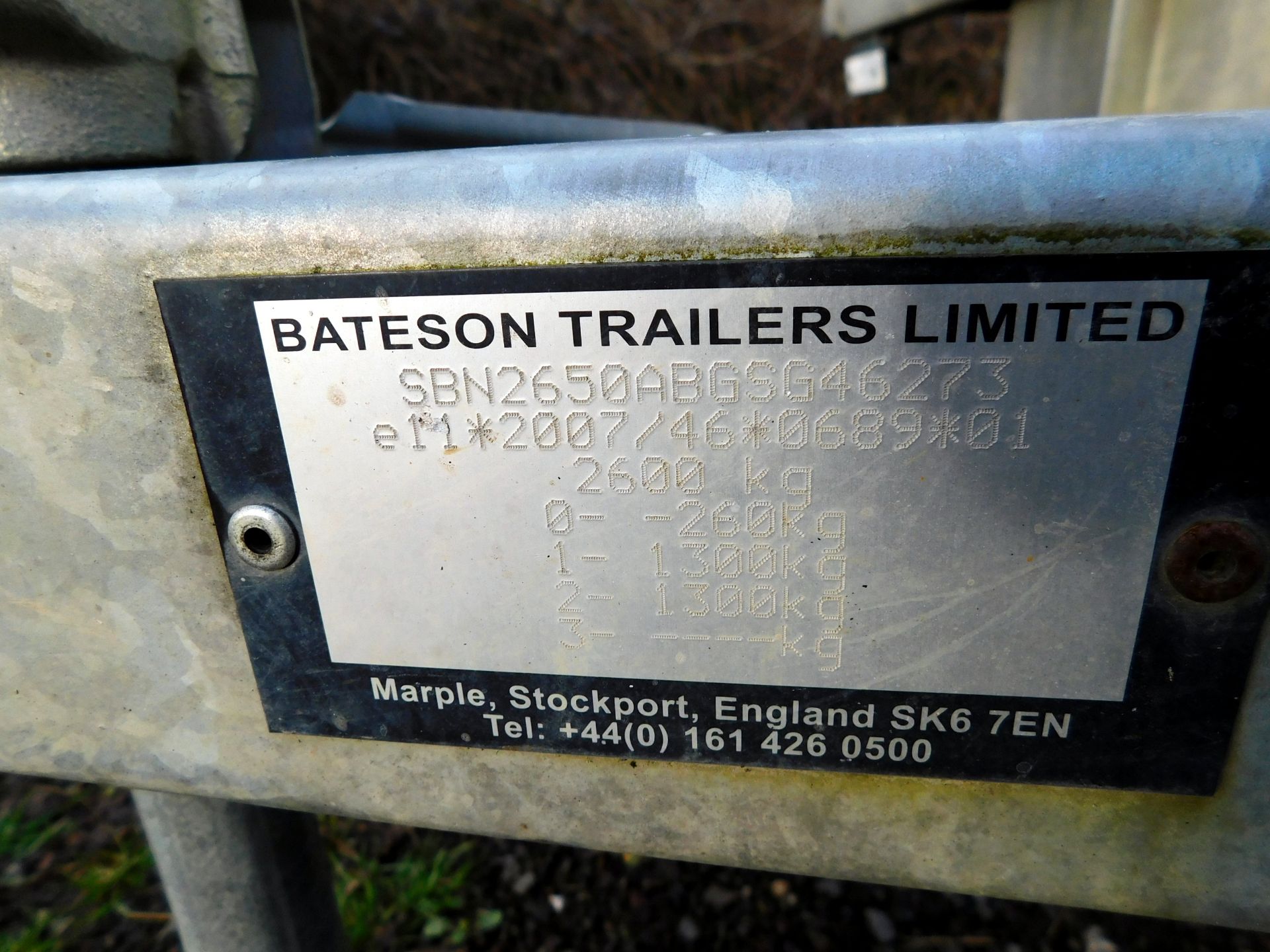 Bateson Trailer 18ft x 6ft6’’, with Loading Ramps, s/n; SBN2650ABGSG46273 (2016) (Located South - Image 5 of 6