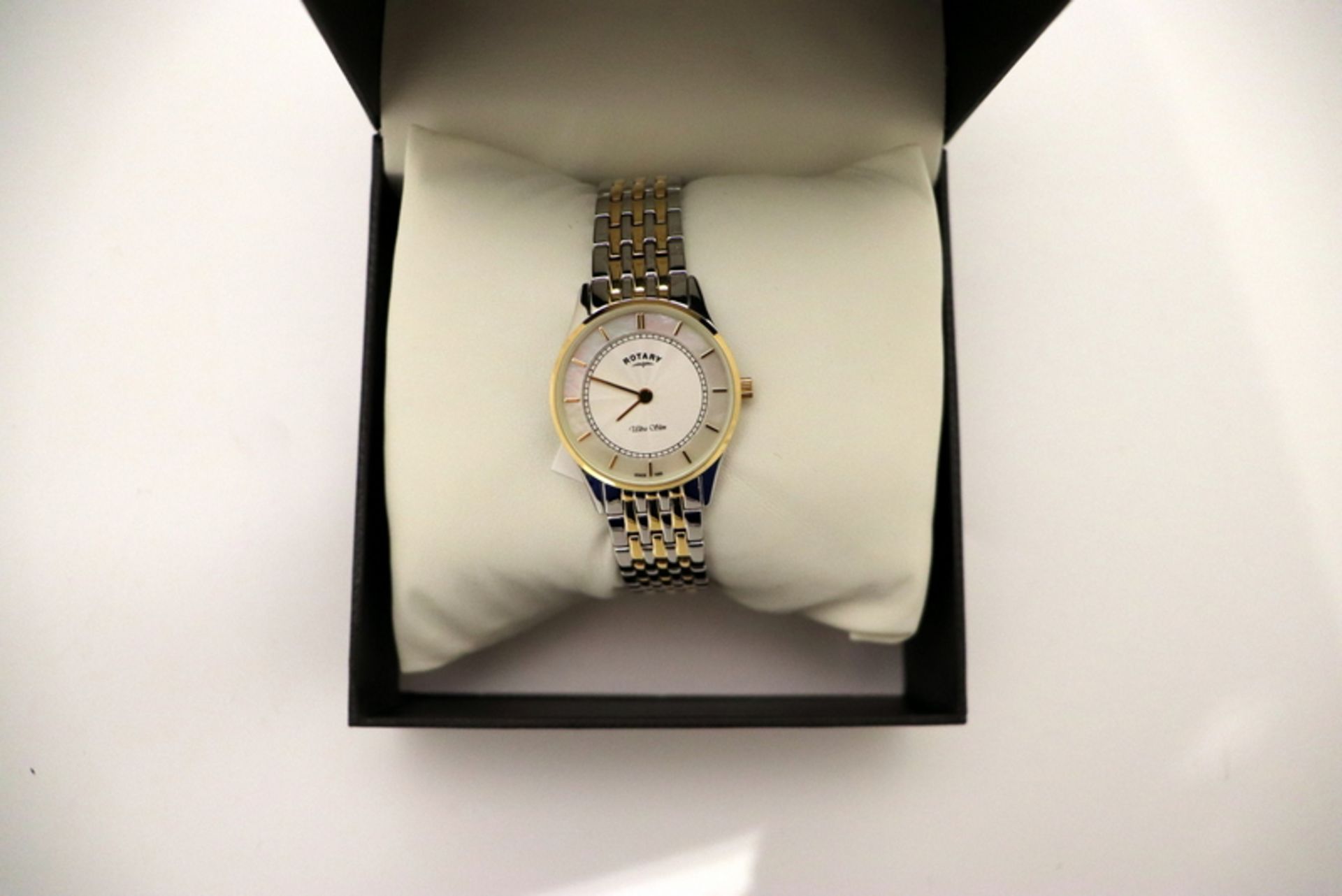 Ladies Rotary Bi colour Stainless Steel bracelet watch, Mother of Pearl face, Quartz (rrp £189) (