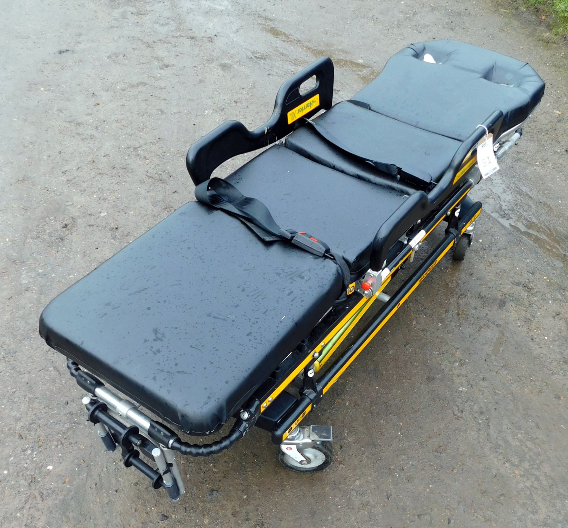 Ferno Harrier XL Battery Powered Stretcher, s/n HAR1051 (2012), Lift Count 184151 (damaged) (