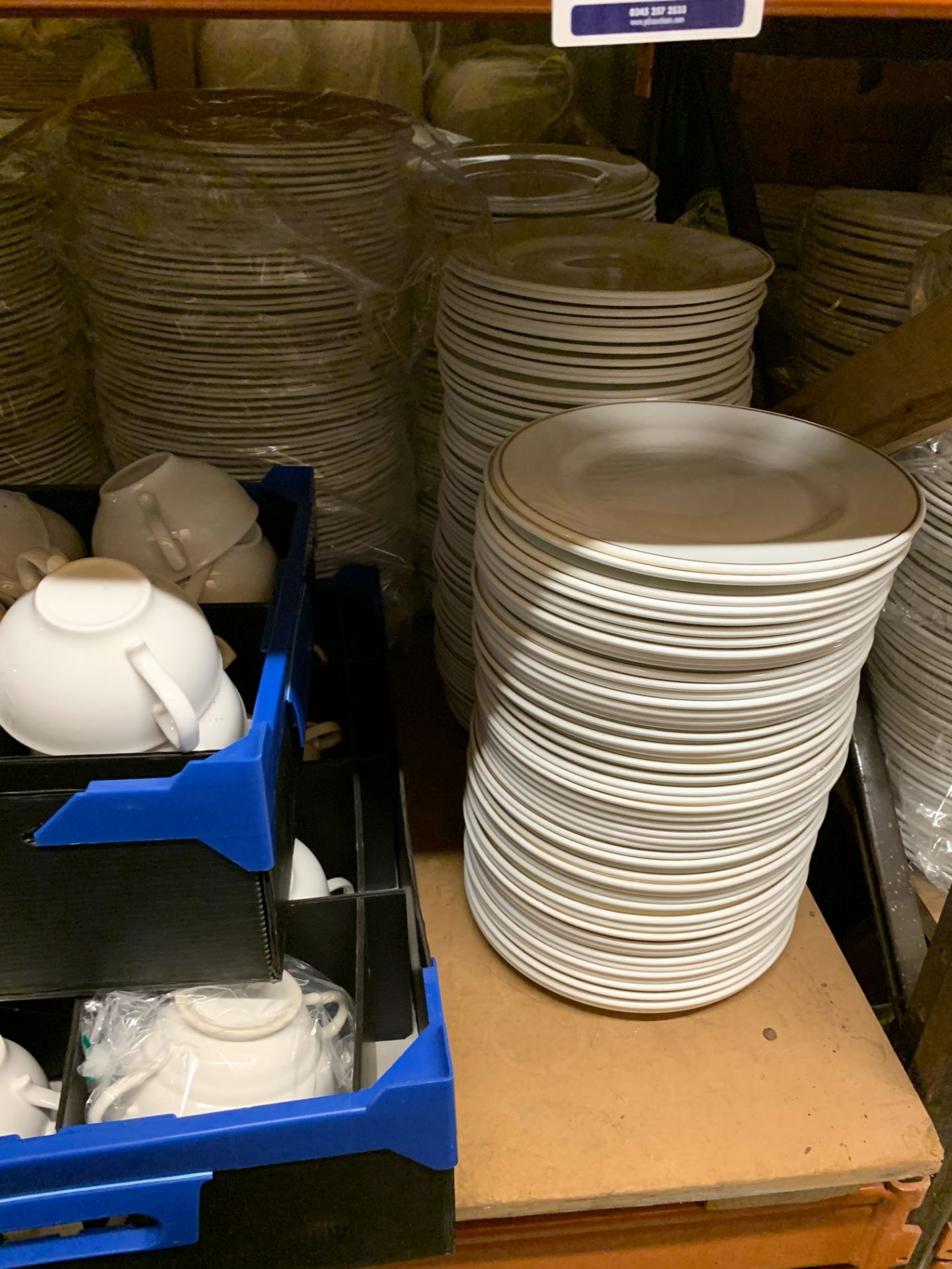 Contents Of Shelf To Include Royal Stafford China Craft Side Plates And A Large Quantity Of