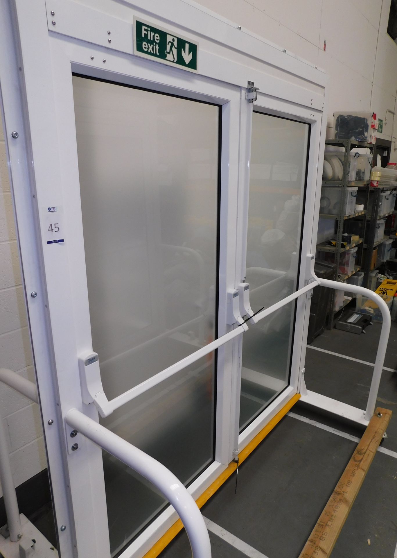 Double Door Fire Door on Steel Frame, Approximate Measurements of Frame 217cm High (227cm on