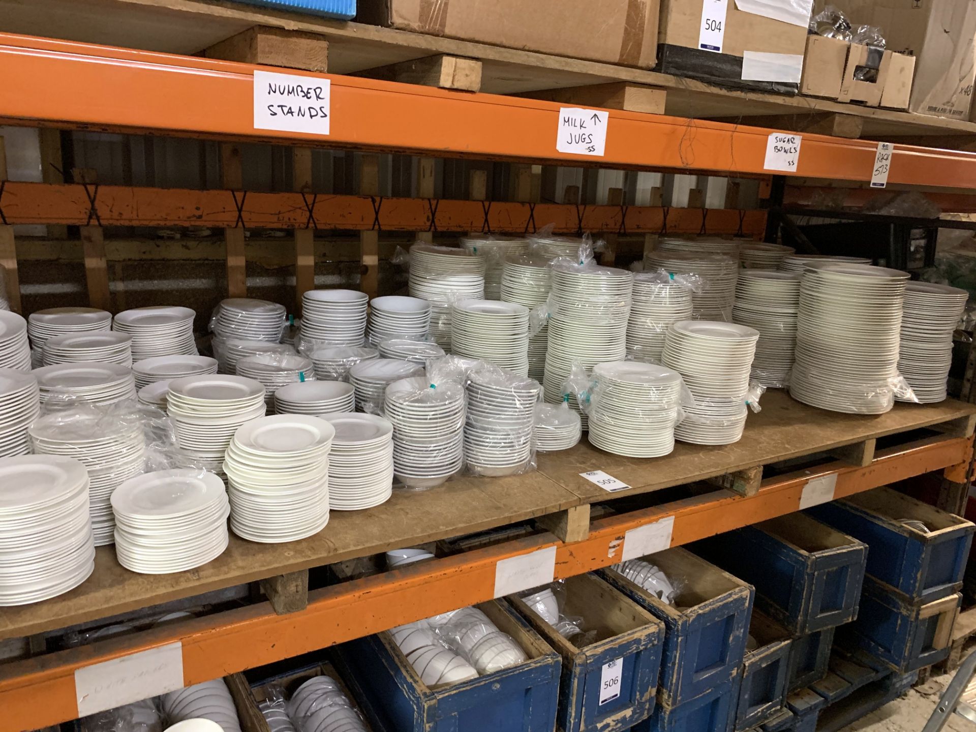 Large Quantity Of Unbranded Dinner And Side Plates, Desert And Soup Bowls (Located Elstree – See