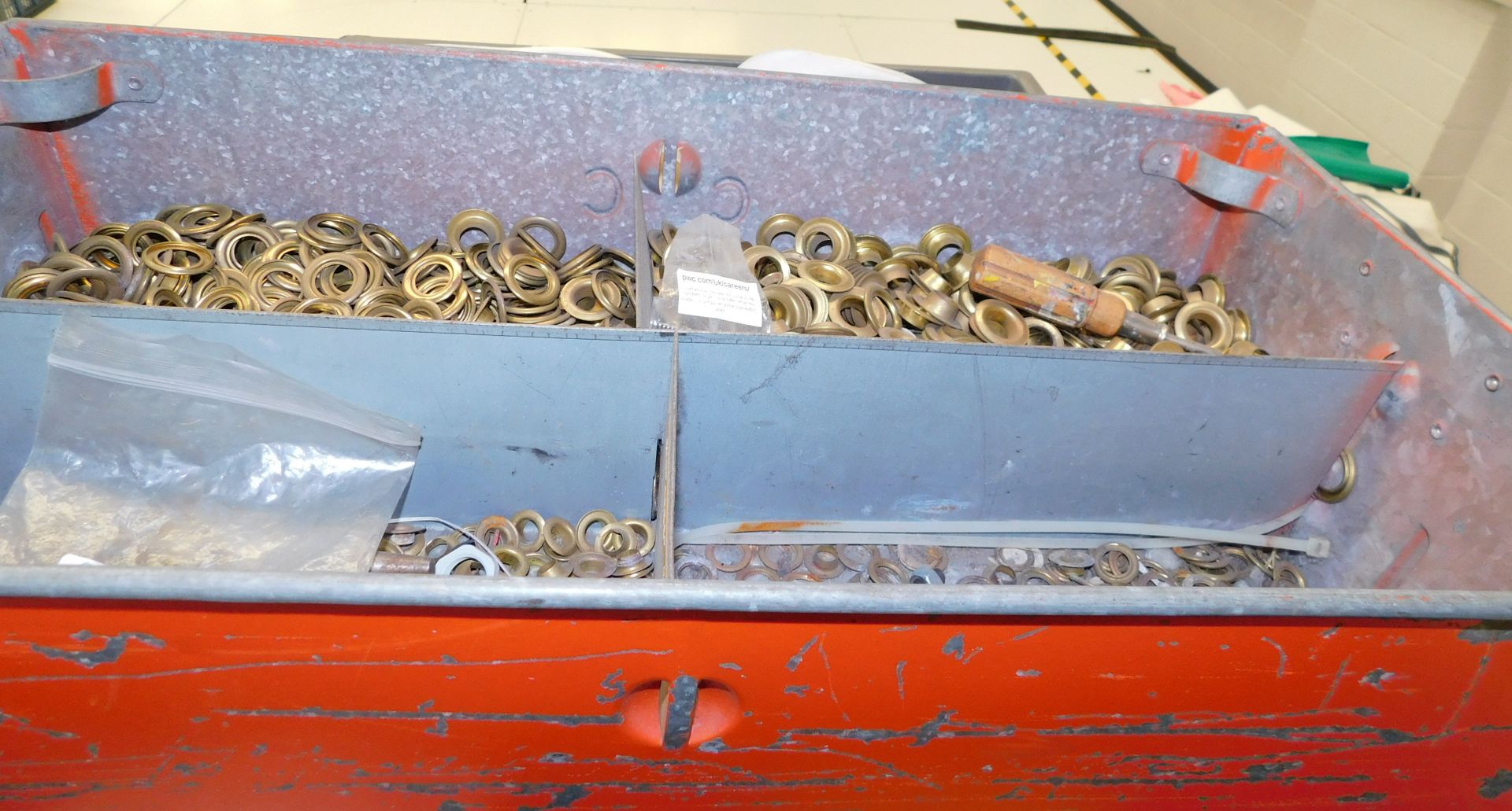 8 Plastic Crates & Contents to include Hard Hats, Zips, Rubber Matting Offcuts & Blue Ribbon ( - Image 2 of 5