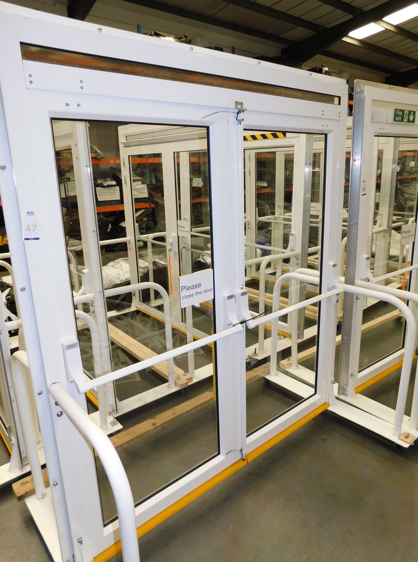 Double Door Fire Door on Steel Frame, Approximate Measurements of Frame 217cm High (227cm on