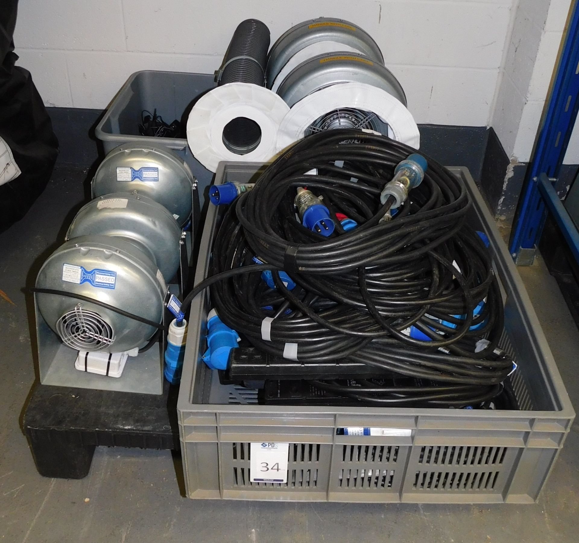 Contents of Pallet to Include 5 Various Fans & Power Cabling Etc. (Located Northampton – See General