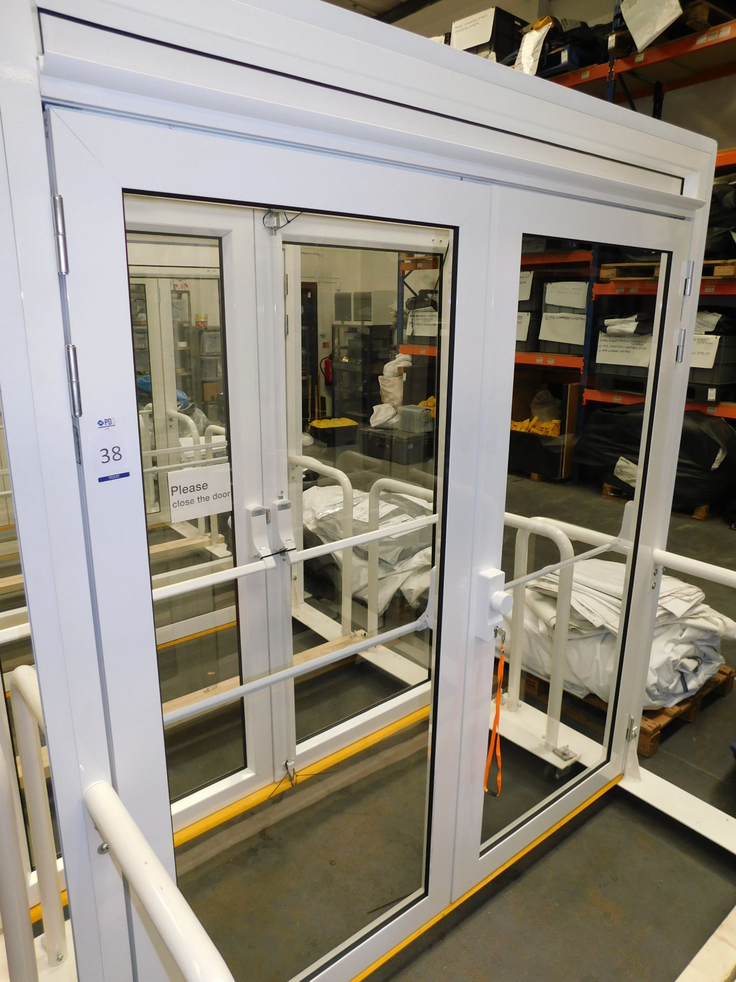 Double Door Fire Door on Steel Frame, Approximate Measurements of Frame 217cm High (227cm on