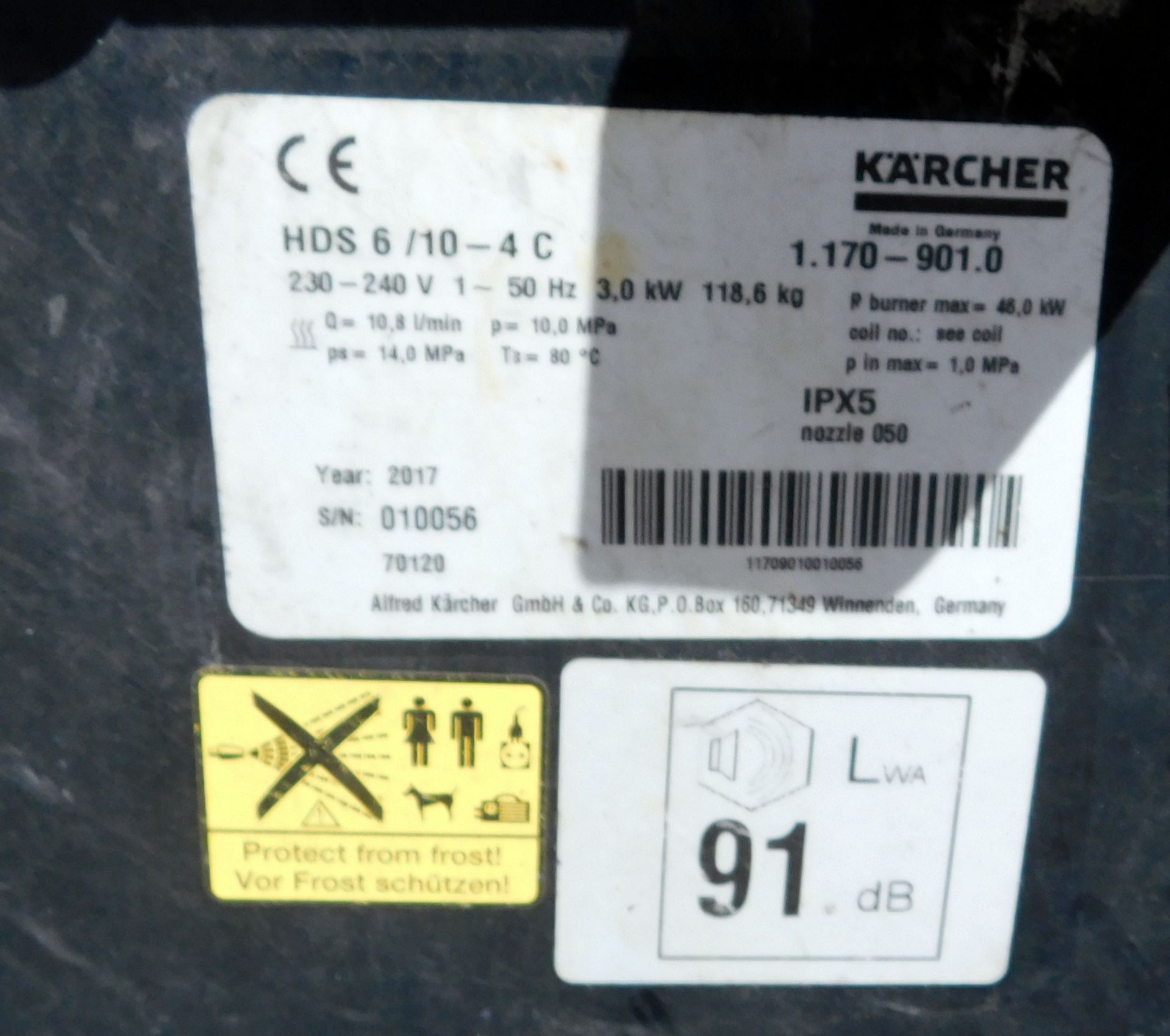 Karcher RM110/HDS 6/10-4C Hot Water High-Pressure Washer Serial No. 010056 (Located Brentwood, See - Image 2 of 2