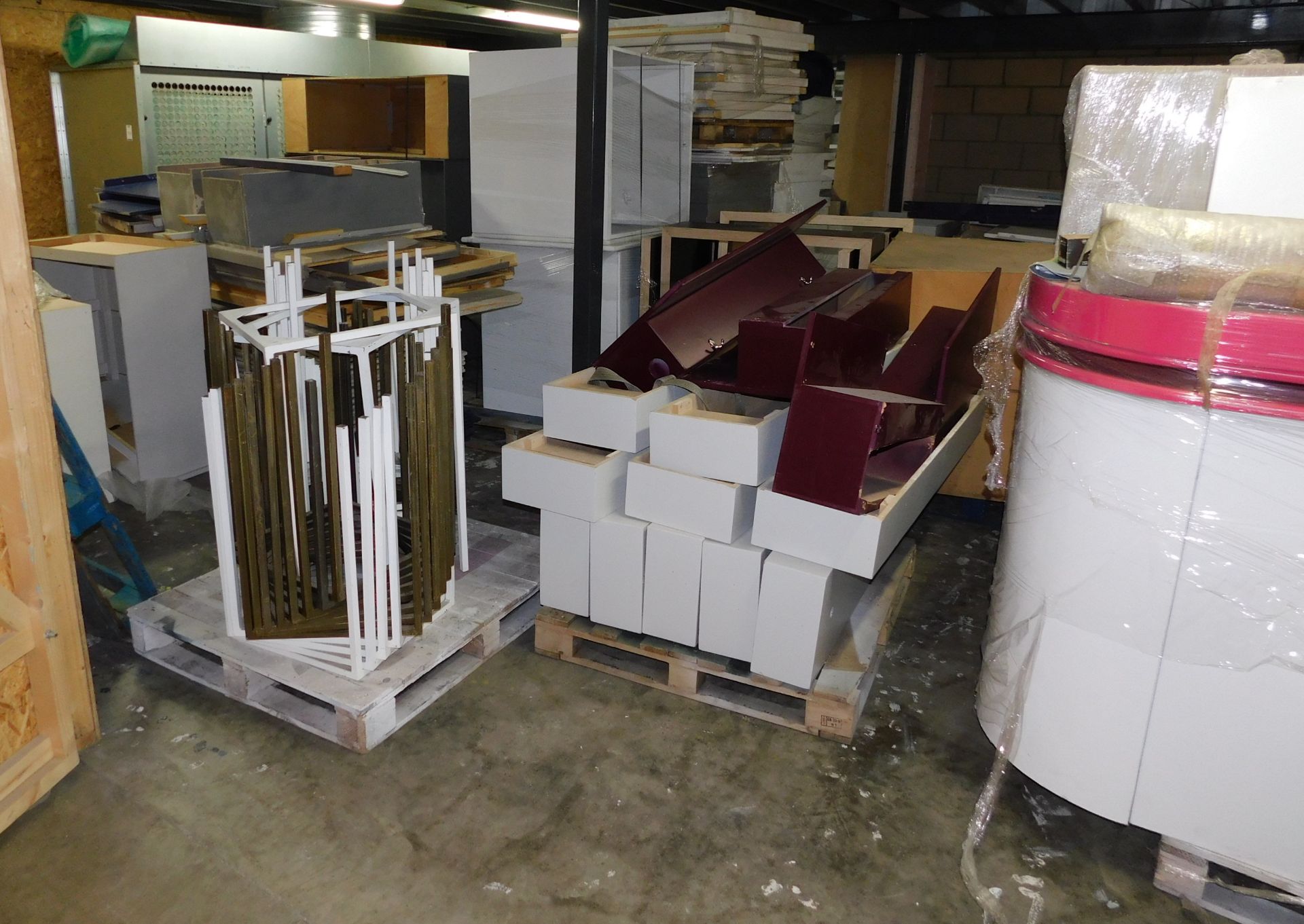 Approximately 15 Pallets within Spray Booth Area, Comprising Buffet Units & Event Furniture etc.  (