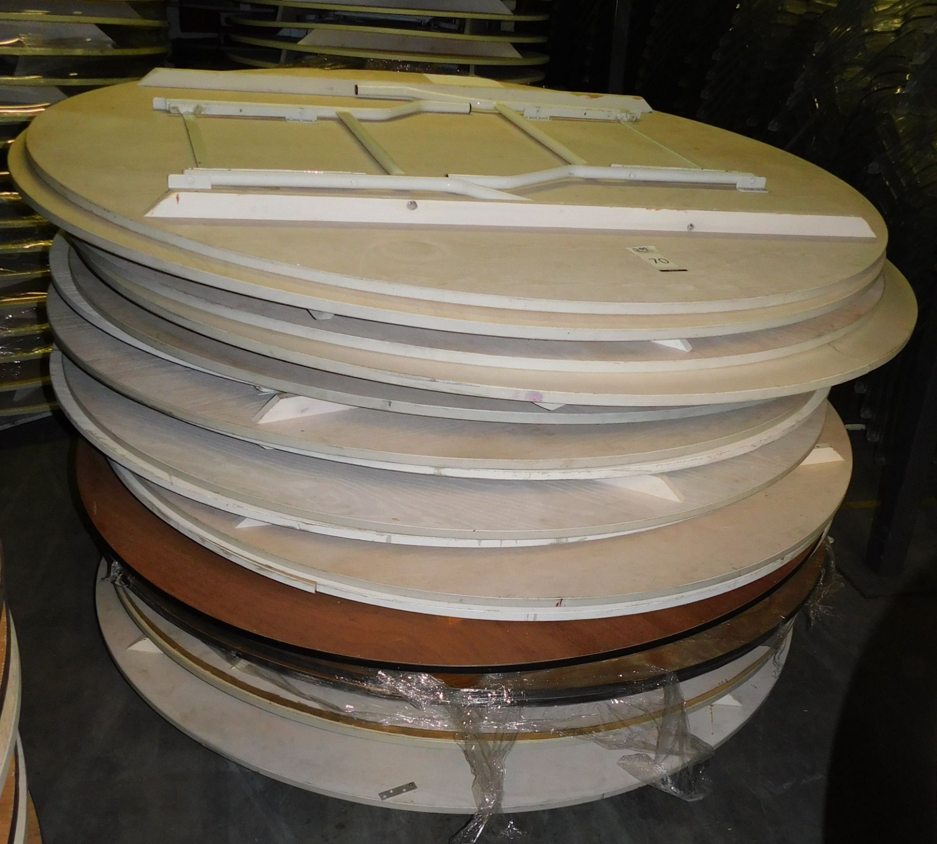 16 Circular Trestle Tables, 180cm Diameter  (Located Huntingdon, See General Notes for More