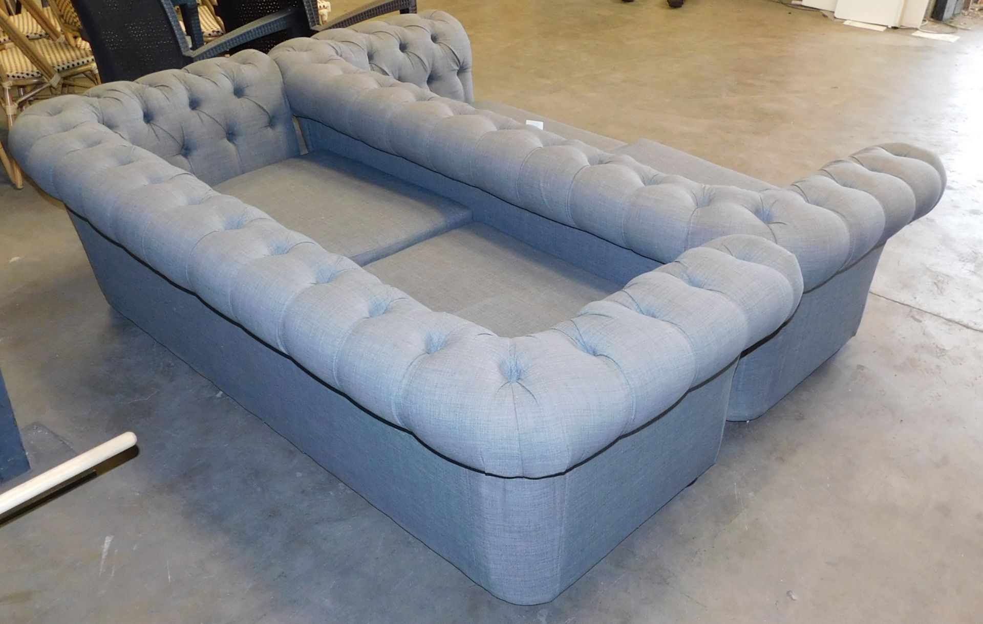 2 3-Seater Grey Upholstered Chesterfield Sofas (Located Huntingdon, See General Notes for More - Image 4 of 4