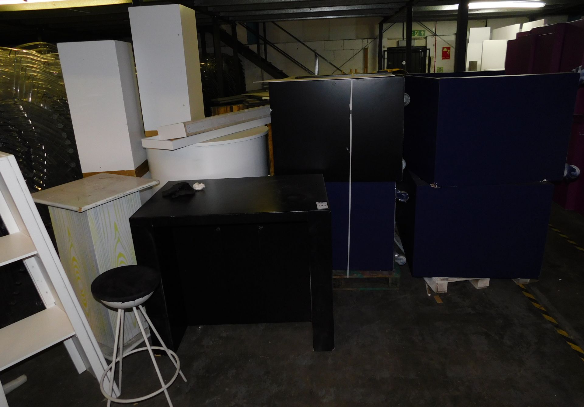 Quantity of Reception Desks, Table & Circular Plinth (Located Huntingdon, See General Notes for More