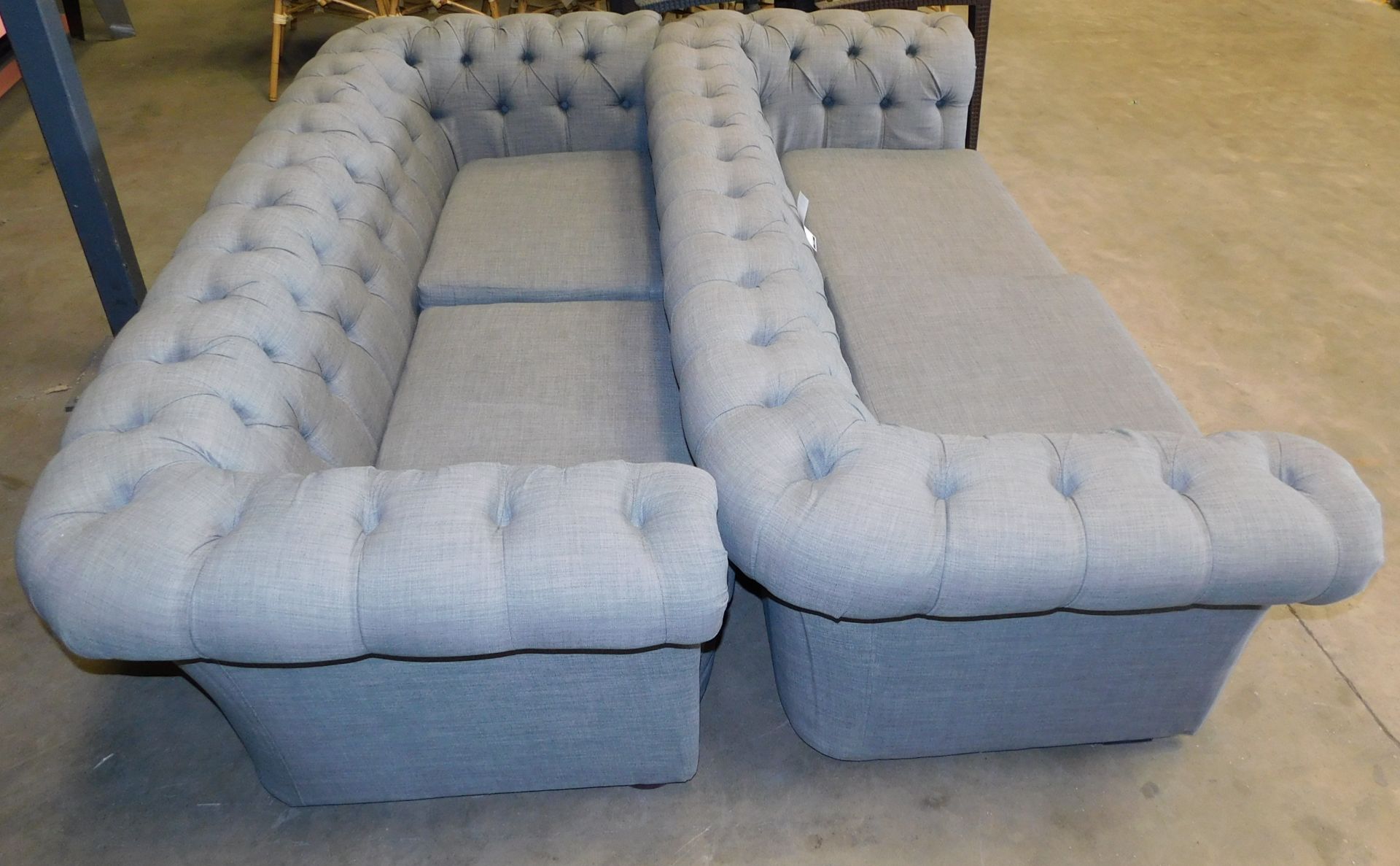 2 3-Seater Grey Upholstered Chesterfield Sofas (Located Huntingdon, See General Notes for More - Image 3 of 4