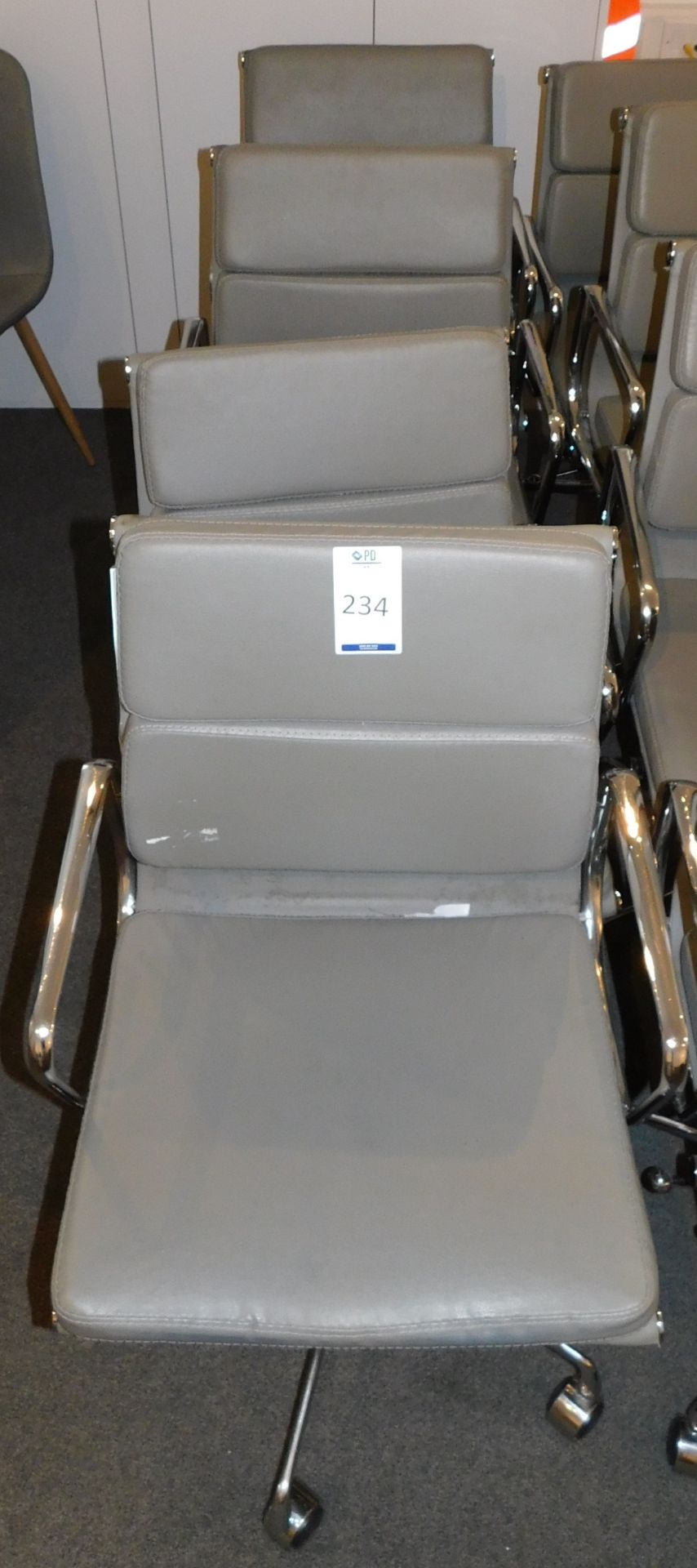 4 Grey Leather Effect Operators Chairs (Located Huntingdon, See General Notes for More Details)