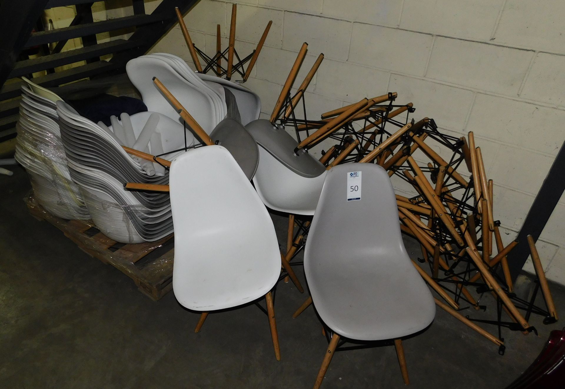 Approximately 80 Plastic Chairs with Wooden Frame Legs (Pallet Containing Legs Located on Mezzanine) - Image 3 of 5