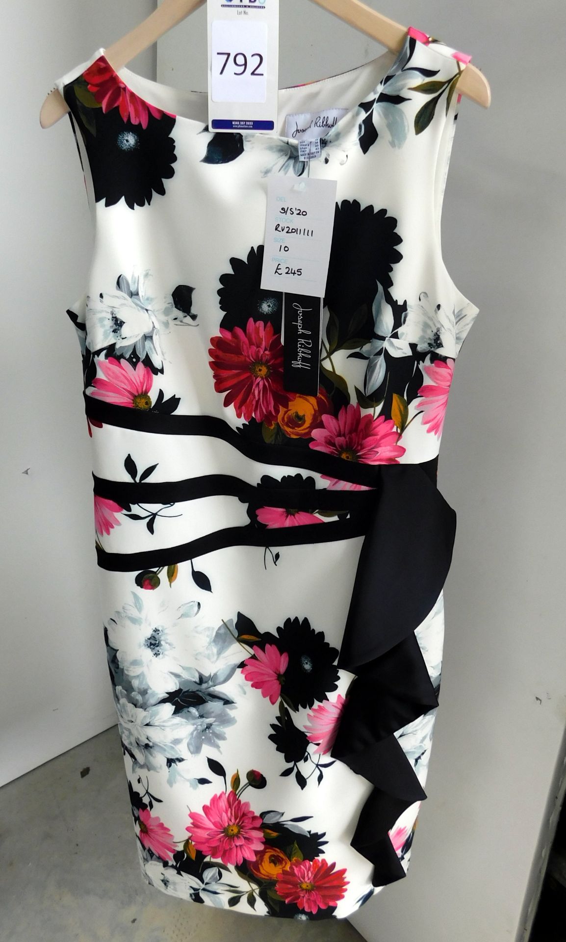 Joseph Ribkoff Sleeveless Dress, Style: 201518, Shade: White/ Floral, Size 10 (Located Brentwood,