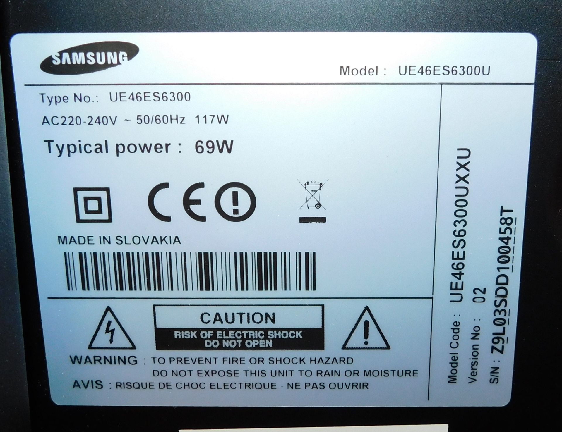 Samsung UE46ES6300 Television on Mobile Stand (Located Manchester – See General Notes for More - Image 2 of 3