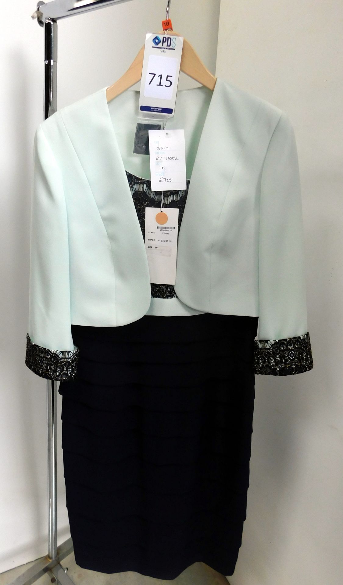 Condici Dress & Cropped Jacket, Style: 70946N, Shade: Eau De Nil, Size 10 (Located Brentwood, See