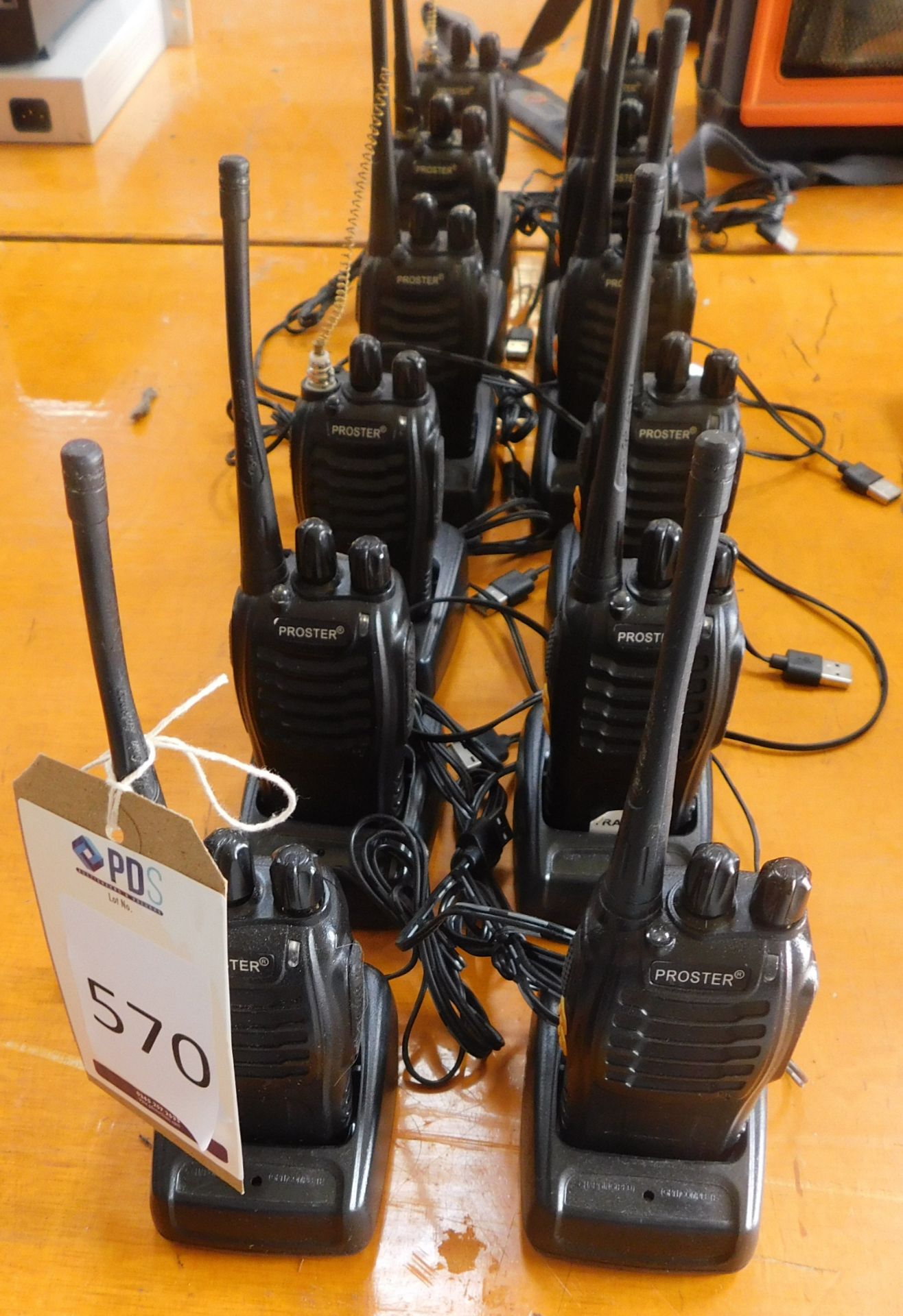 Twelve Proster Two Way Radios with Chargers and Quantity of Assemblies (Located Brentwood, See