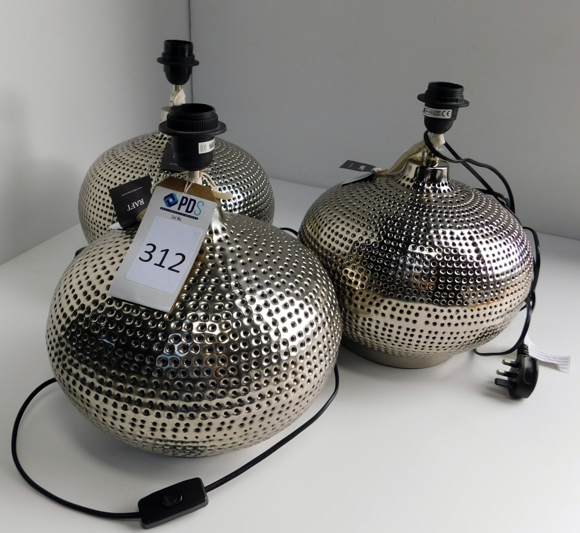 Three Beuvron Reticulated Metal Table Lamps (Located Brentwood, See General Notes for More Details)