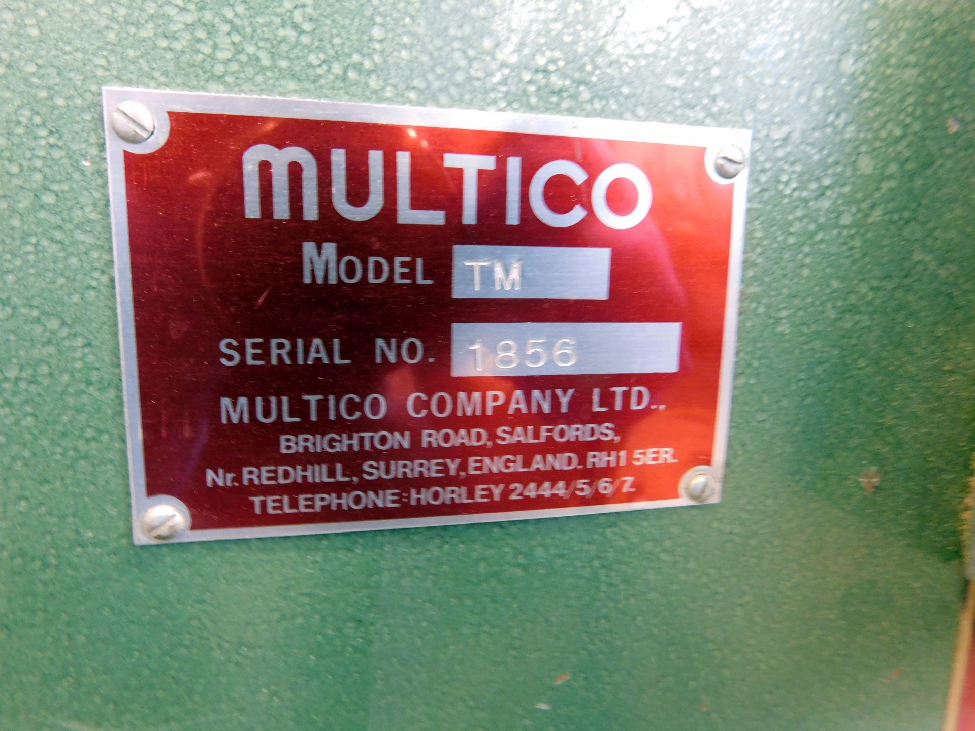 Multico TM Tenoner, Serial Number: 1856, 3-Phase (Located Bethnal Green – Please see General Notes - Image 2 of 2