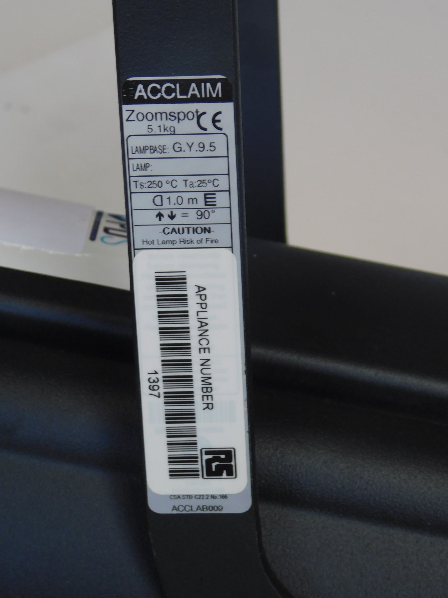 2 Selecon Acclaim Zoomspots, 24’’-44’’ with Suspension Hook Clamp & Safety Chain (Located Brentwood, - Image 3 of 3