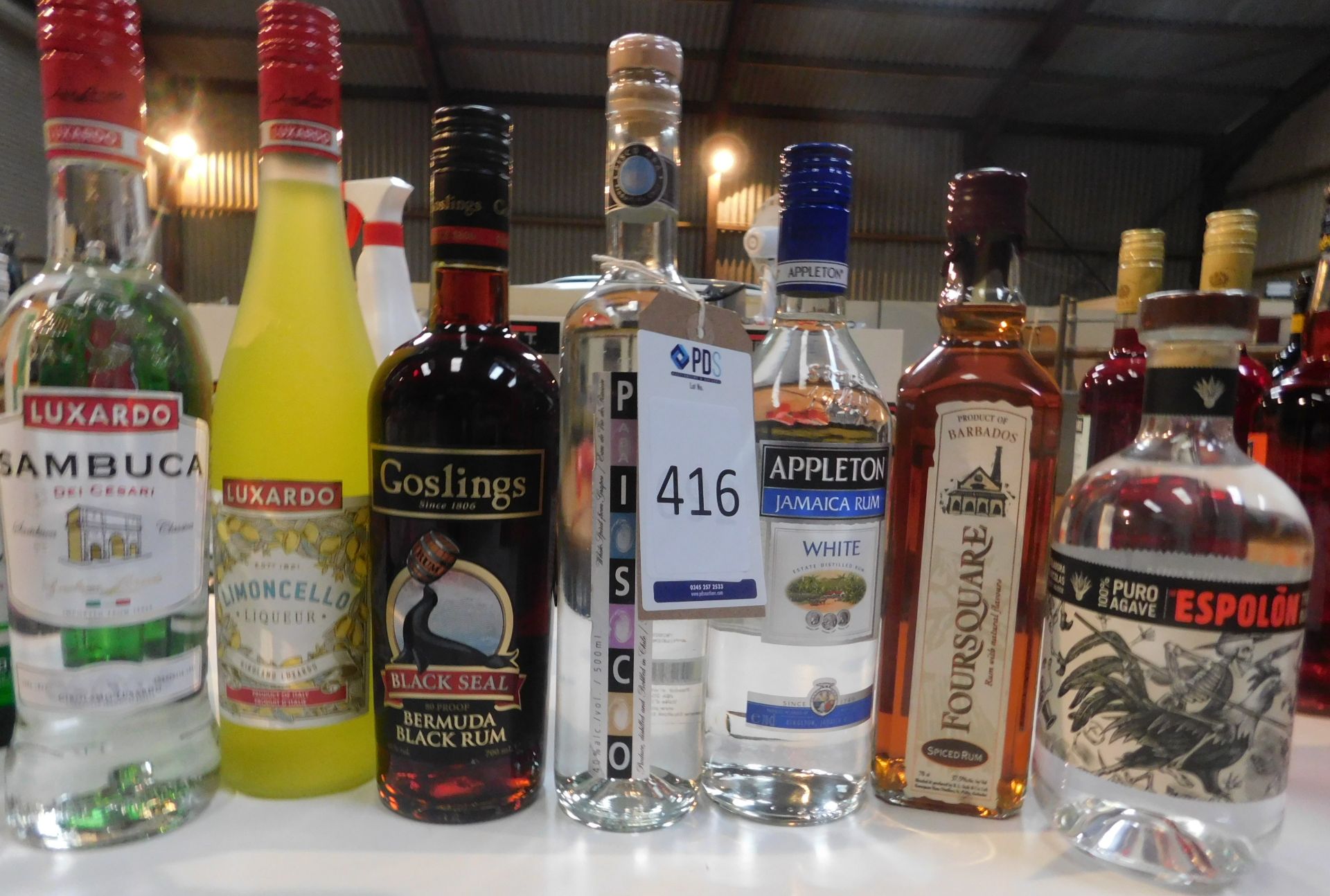 Goslings Rum, Muxerdo Limoncello; Appleton Jamaican Rum; Muxerdo Sambuca; 4 bottles of Square Rum;