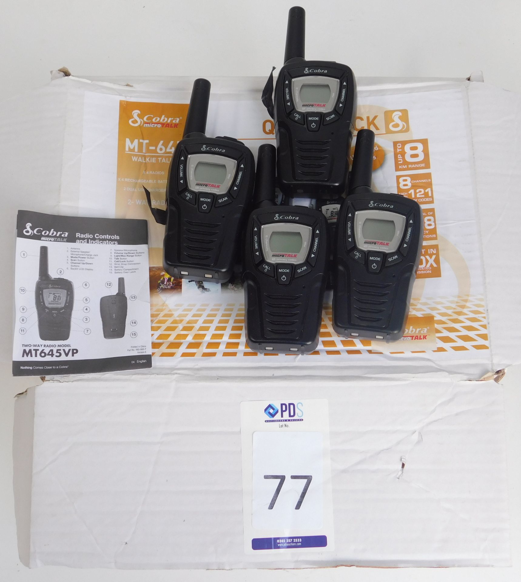 4 Cobra MicroTalk MP645VP Two-Way Radios (Located Brentwood, See General Notes for More Details)