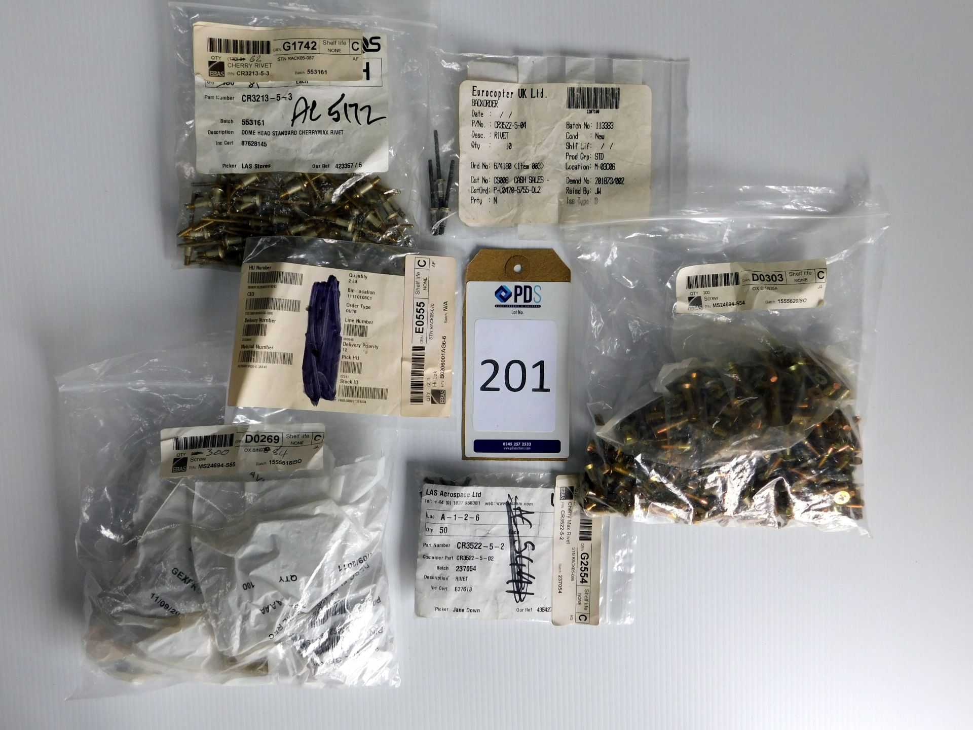 Executive Aircraft Components Comprising:- Screws (D0269, P/N: MS24694-S55), Screws (D0303, P/N: