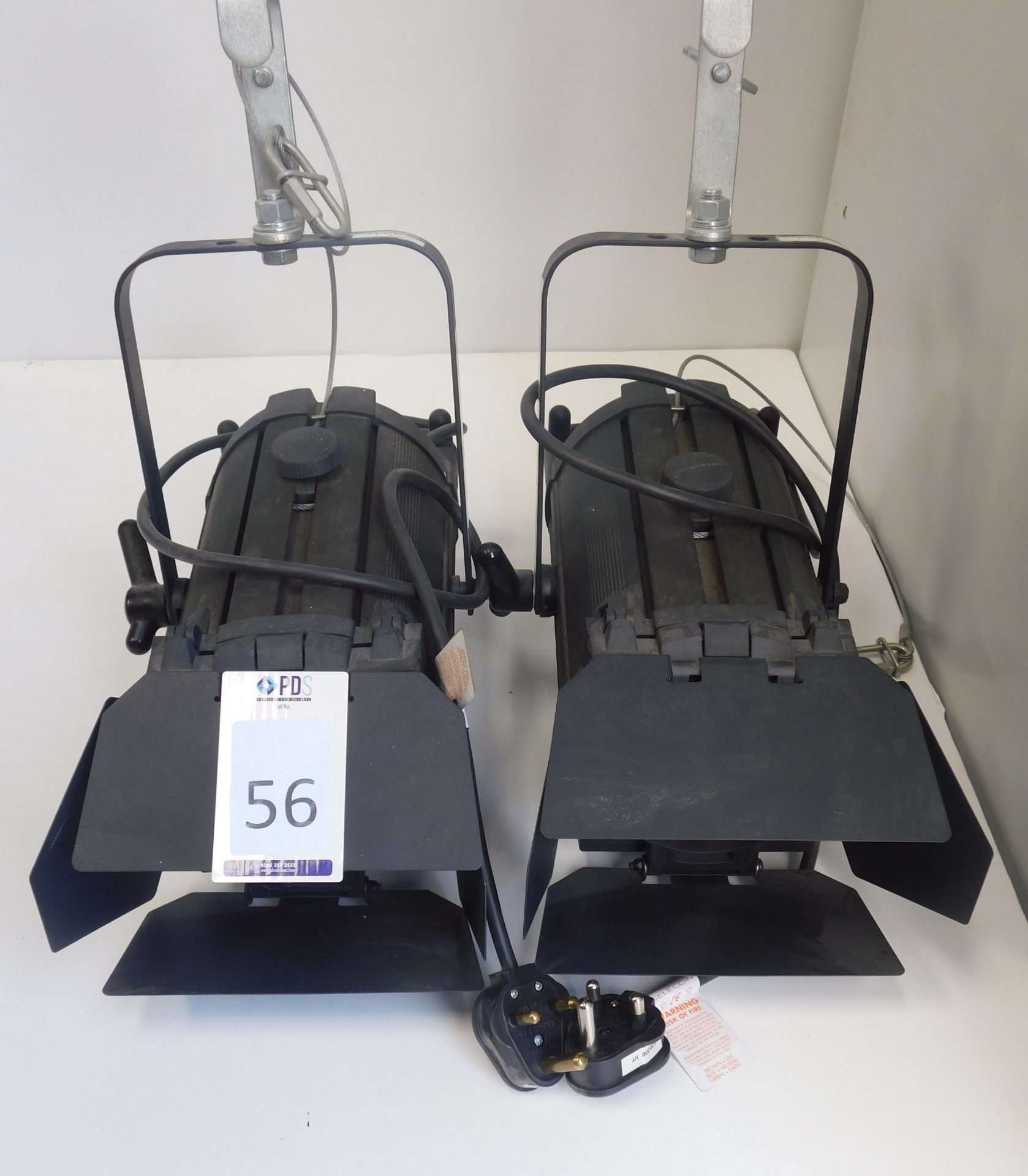 2 Selecon Acclaim Fresnel Spots with Suspension Hook Clamp & Safety Chain (Located Brentwood, See